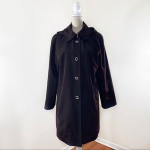 London Fog Toggle Hoodie Trench Coat